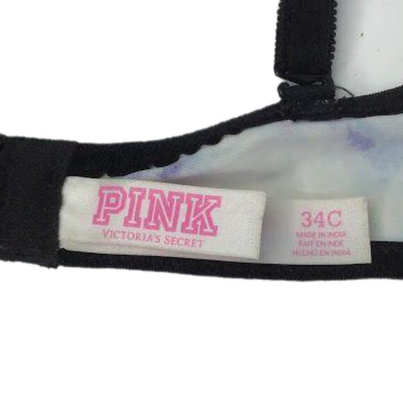 PINK Victoria Secret 34C Push Up Bra Underwire Blue Tie Dye Adjustable Straps - Picture 5 of 8